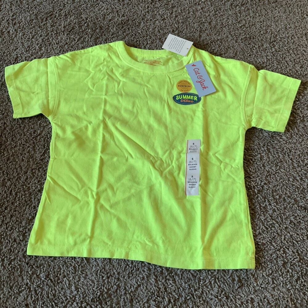 Cat And Jack Yellow Summer Vibes Short Sleeve Shirt Size S